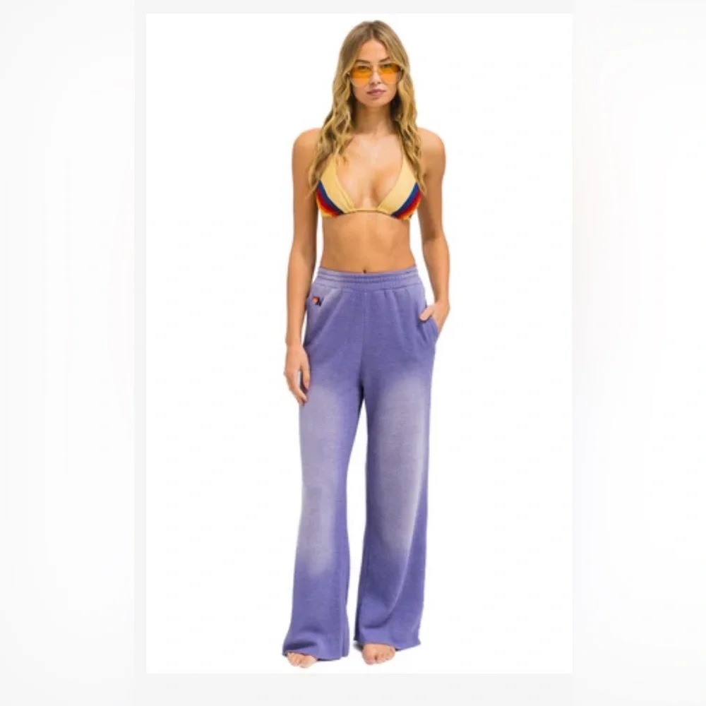 Aviator Nation Essential Wide Leg Pocket Sweatpant - SZ Small in Faded Grape - Picture 1 of 2